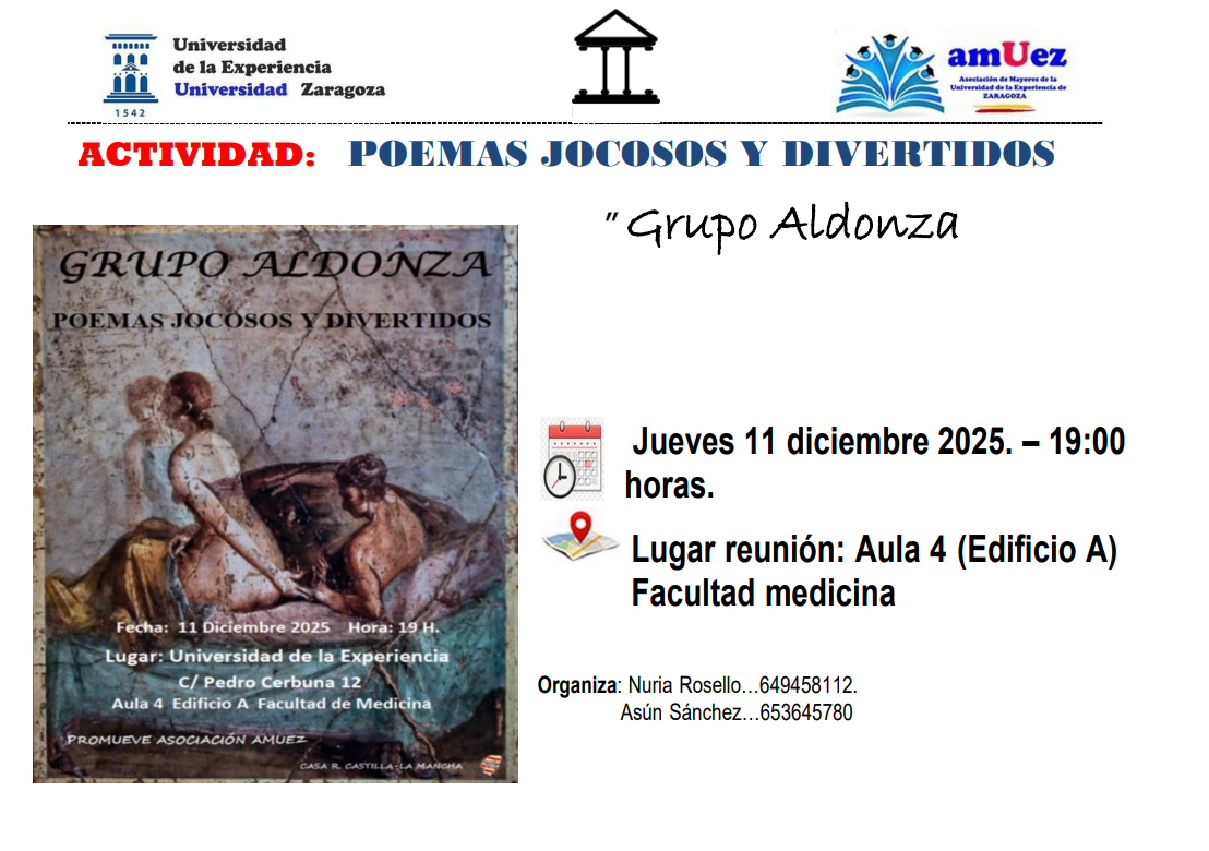 Actividad | Poemas jocosos y divertidos | Grupo Aldonza